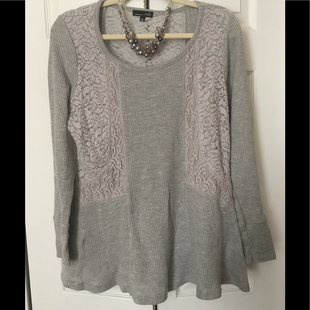 Grey Lace detailed Blouse